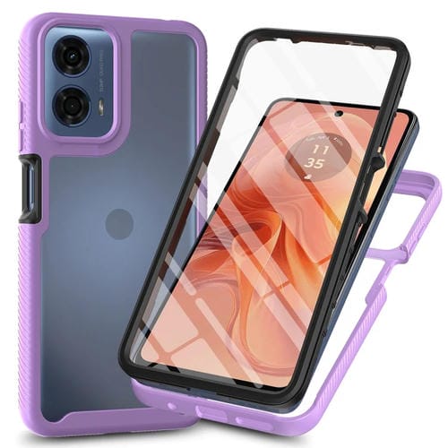 Funda para Teléfono Motorola Moto E14 G24 G04 G04S PC + TPU con Película Pet (Morado)