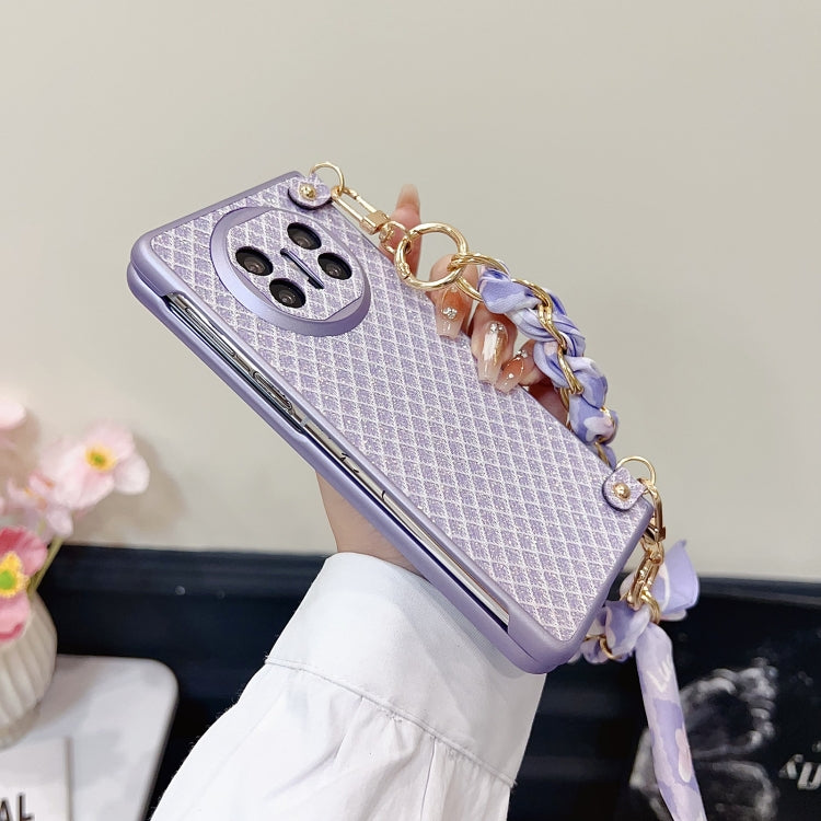 Funda para Teléfono Huawei Mate X3/X5 con Diseño de Rombos y Diamantes + Pulsera de Seda (Rosa)