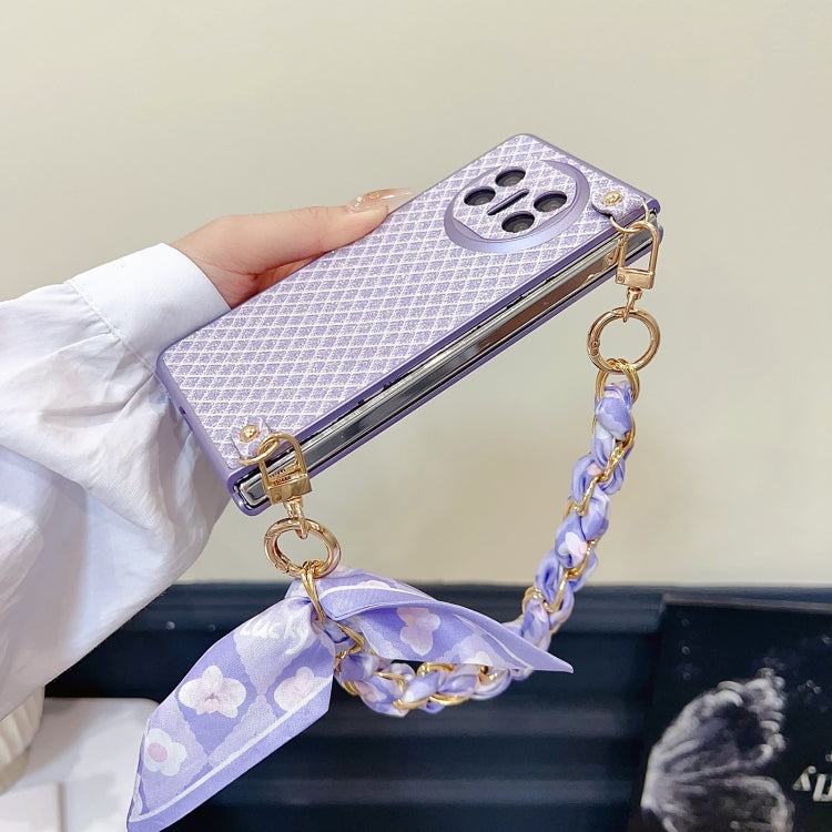 Funda para Teléfono Huawei Mate X3/X5 con Diseño de Rombos y Diamantes + Pulsera de Seda (Rosa)