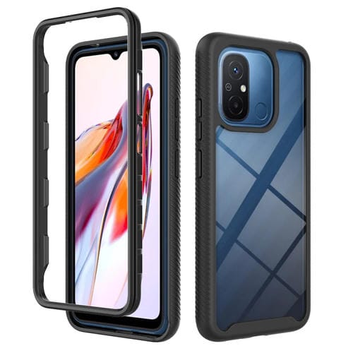 Funda para Teléfono Redmi 12C Starry Sky de Color Sólido a Prueba de Golpes de TPU Transparente para PC (Negro)