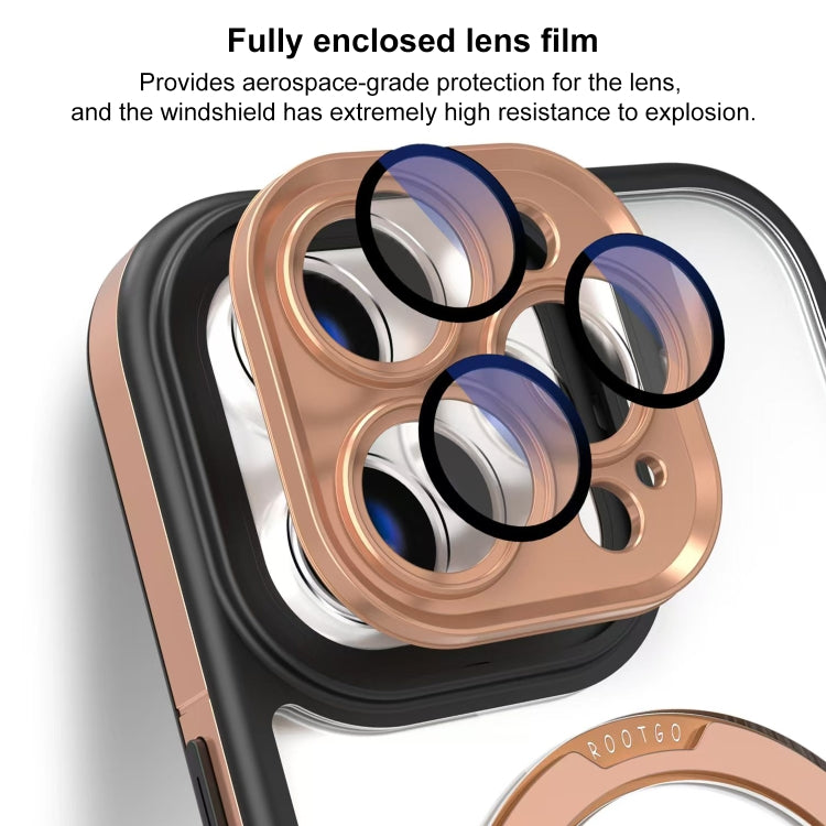 Funda Transparente con Soporte Magsafe para iPhone 15 Pro Max con Película de Cobertura Total (Negro y Azul)