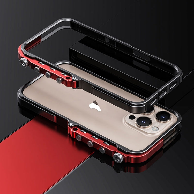 Funda para Teléfono con Marco de Metal y Aleación de Aluminio con Armadura Mecánica para iPhone 16 Pro Max (Negro)