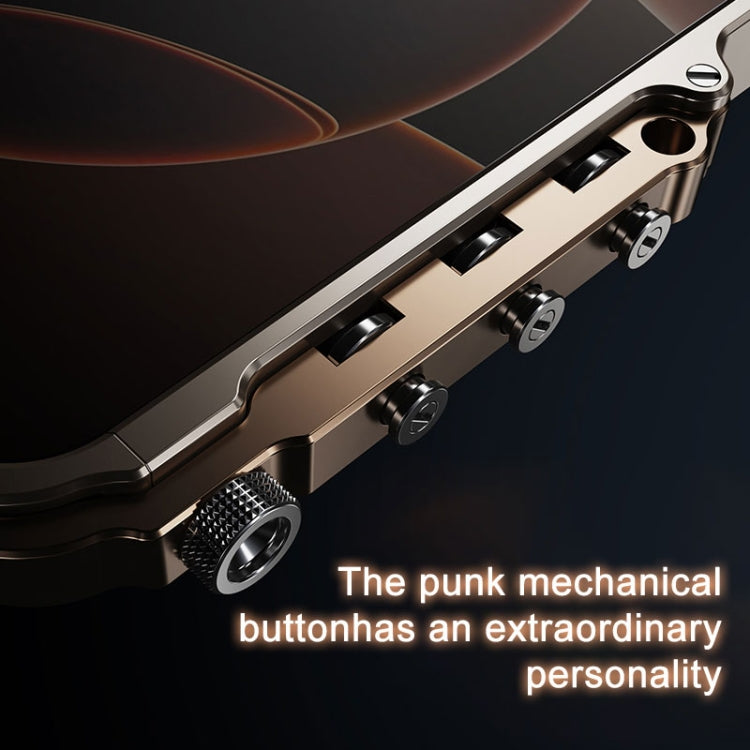 Funda para iPhone 15 Pro Max con Marco de Metal de Aleación de Aluminio y Armadura Mecánica (Plateada)