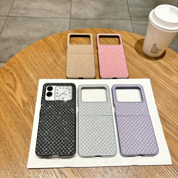 Funda para Teléfono Huawei Nova Flip Diseño de Rombos Diamantes Brillantes Pulsera de Seda (Morado)