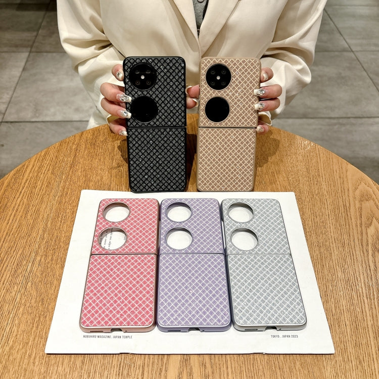 Funda para Teléfono Huawei Pocket 2 con Diseño de Rombos, Diamantes y Pulsera de Seda (Negra)