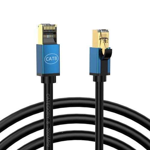 Cable de Red Cat8 10 Gigabit Ancho de Banda Fibra para Hogar 5 Metros (Azul)