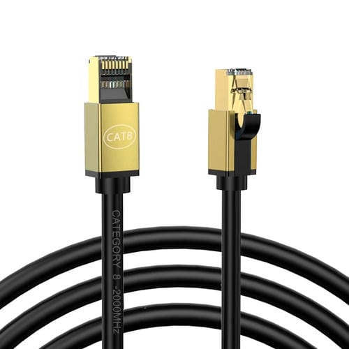 Cable de Red Cat8 10 Gigabit Ancho de Banda Fibra para Hogar 5 m (Dorado)