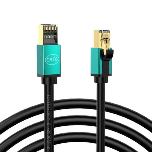 Cable de Red Cat8 10 Gigabit Ancho de Banda Fibra para Hogar 15 M (Verde)