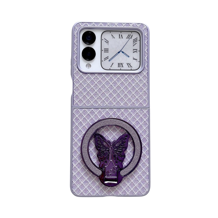 Funda para Huawei Nova Flip con Diseño de Rombos y Diamantes Brillantes, Soporte, (Morado)