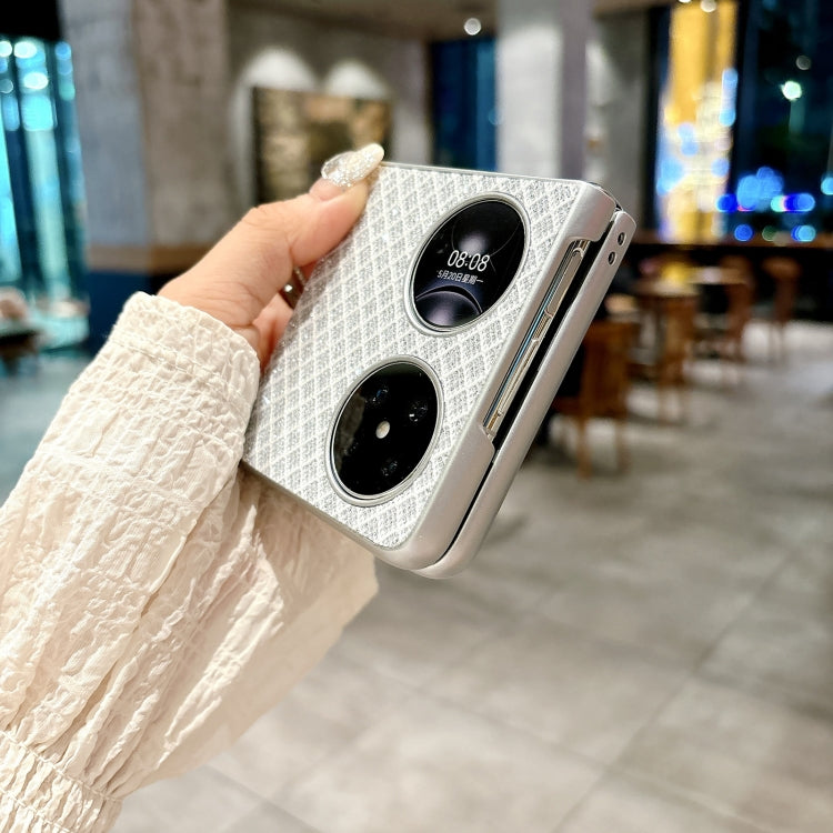 Funda para Teléfono Huawei Pocket 2 con Rombos y Brillantes para PC con Soporte (Dorado)