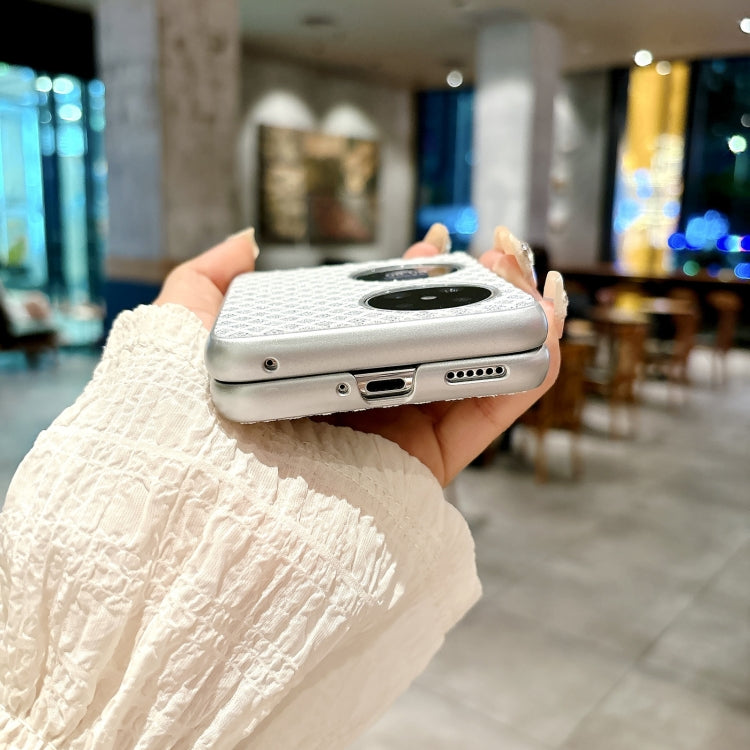 Funda para Teléfono Huawei Pocket 2 con Rombos y Brillantes para PC con Soporte (Dorado)