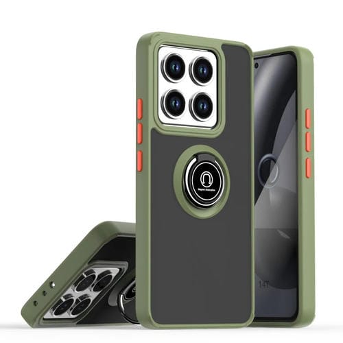 Funda De Tpu + Pc Con Anillo Para Xiaomi 14T Q Shadow 1 Series (Verde Militar)