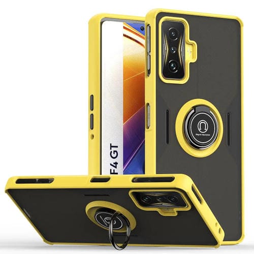 Funda de TPU + PC con anillo para Xiaomi Poco F4 GT Q Shadow 1 Series (amarilla)