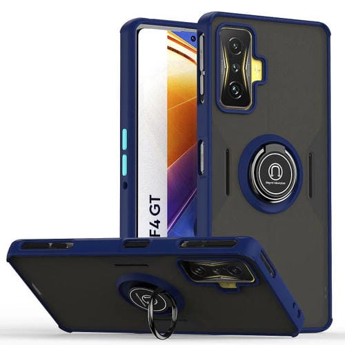 Funda de TPU + PC con anillo para Xiaomi Poco F4 GT Q Shadow 1 Series (azul real)