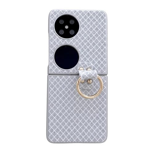 Funda Huawei Pocket 2 con Forma de Rombo, Diamantes Brillantes y Anillo (Plateada)
