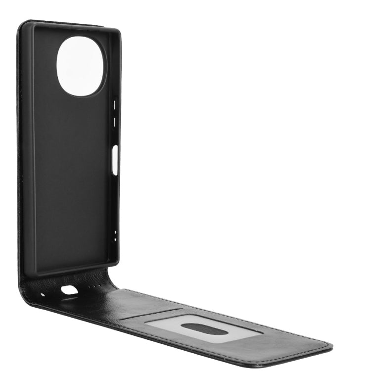 Funda de Cuero con Tapa Vertical Magnética para Sharp Aquos R9 (Negro)