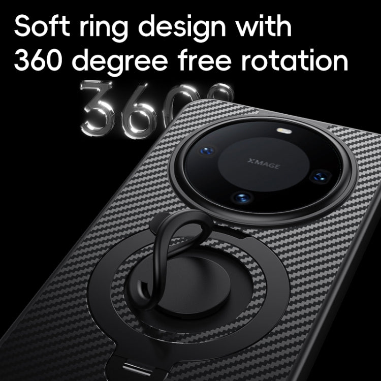 Funda Magsafe Fibra de Carbono con Soporte Giratorio 360° para Huawei Mate 60 Pro/60 Pro+ (Negra y Plateada)