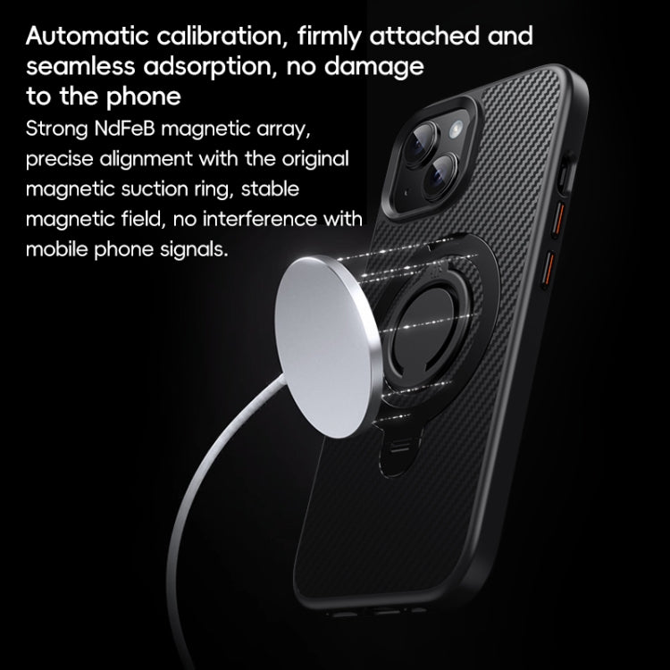 Funda para Teléfono Magsafe Fibra de Carbono iPhone 14/13 Soporte Giratorio 360 (Gris Oscuro)