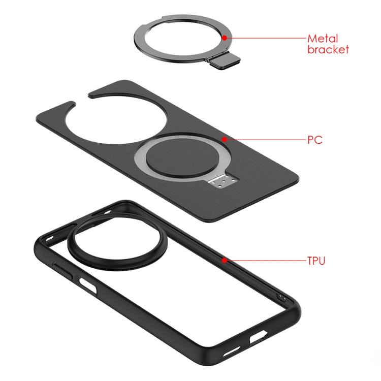 Funda para Teléfono Huawei Mate 70 con Soporte Redondo (Negra)