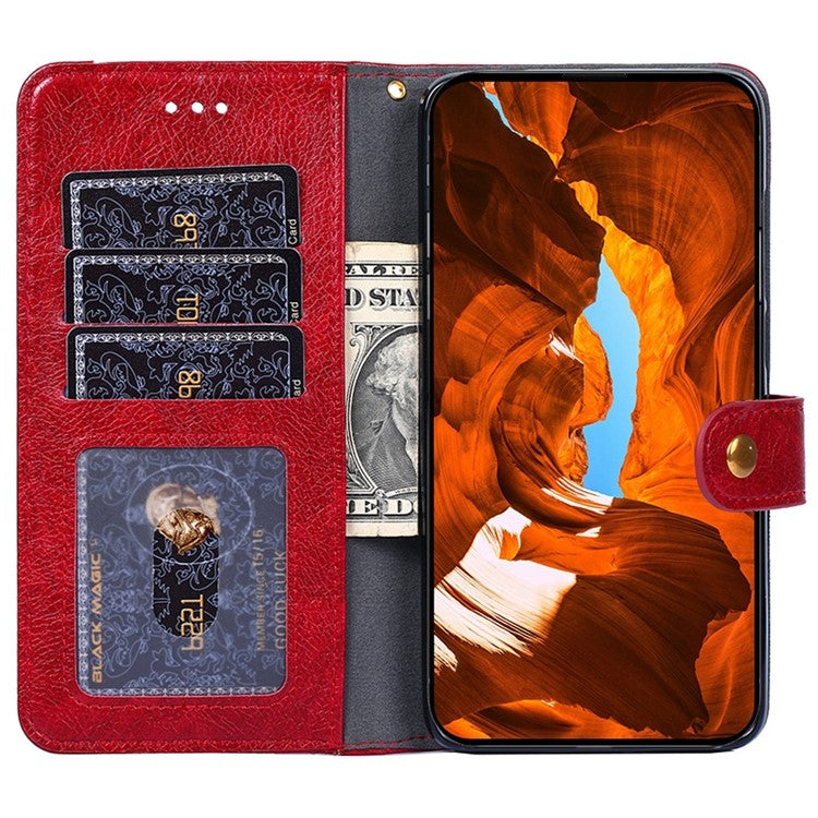 Funda de Cuero con Cremallera para Teléfono TCL 50 XL (Rojo)