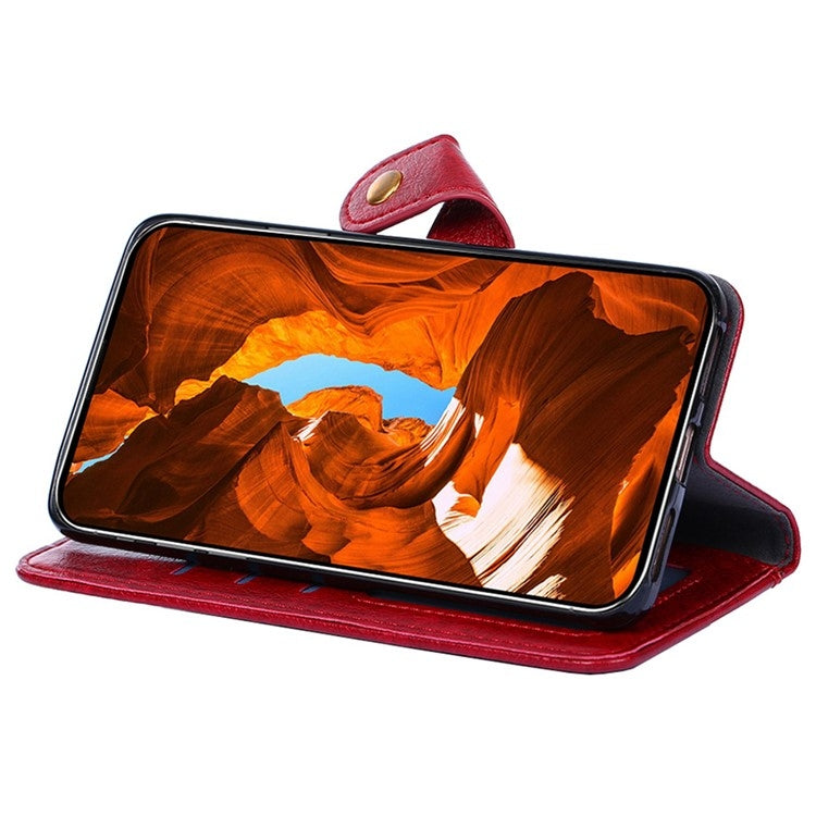 Funda de Cuero con Cremallera para Teléfono TCL 50 XL (Rojo)