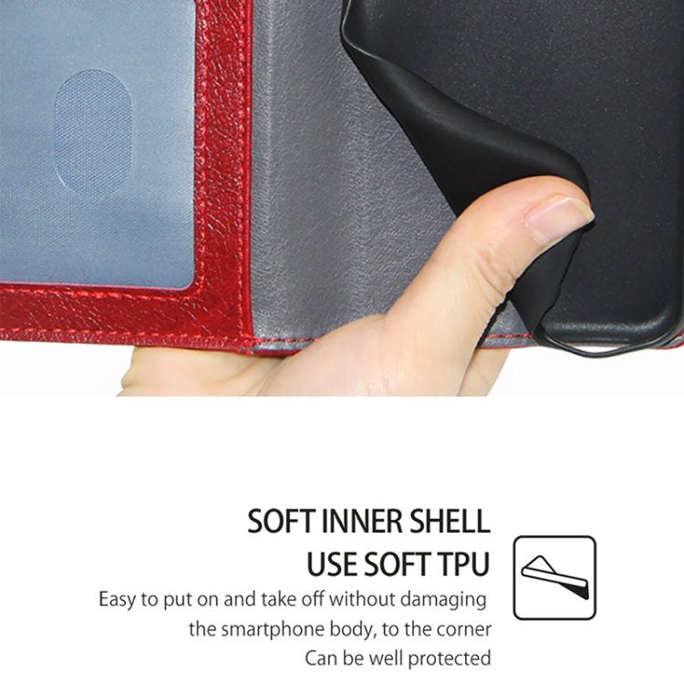 Funda de Cuero con Cremallera para Teléfono TCL 50 XL (Rojo)