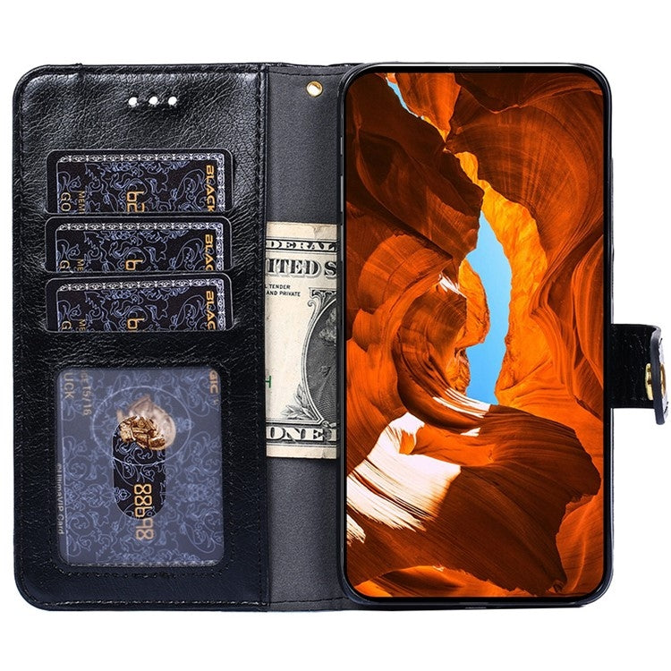 Funda de Cuero con Cremallera para Teléfono TCL 501 4G (Negra)