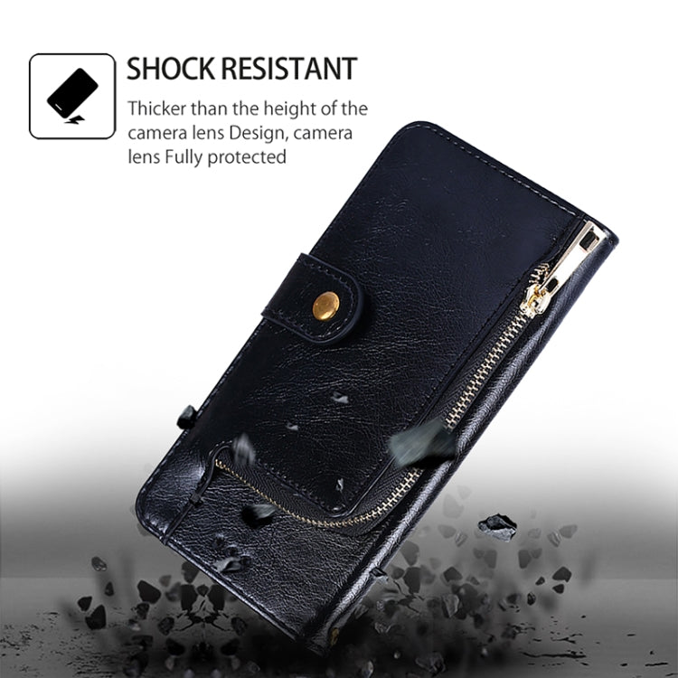 Funda de Cuero con Cremallera para Teléfono TCL 501 4G (Negra)