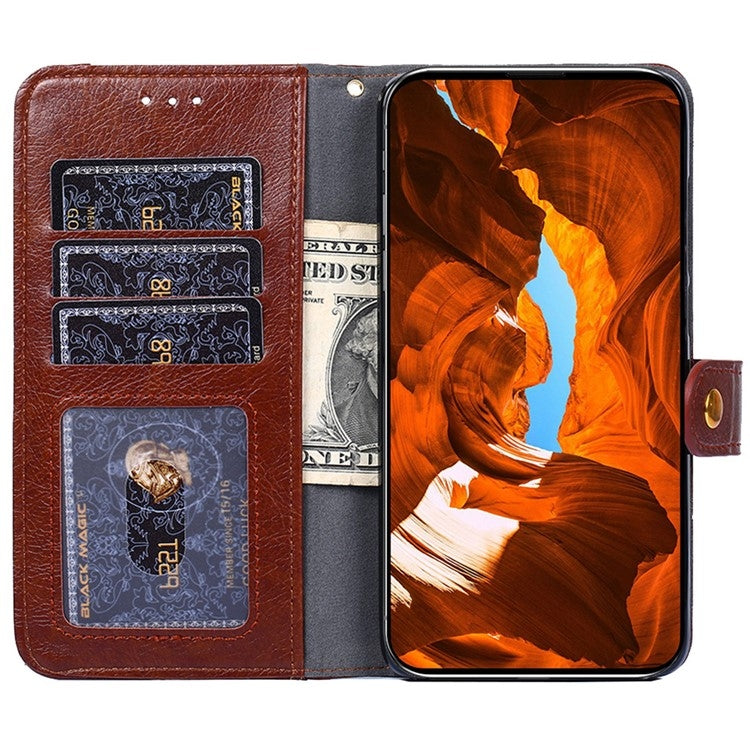 Funda de Cuero con Cremallera para Teléfono TCL 502 (Marrón)