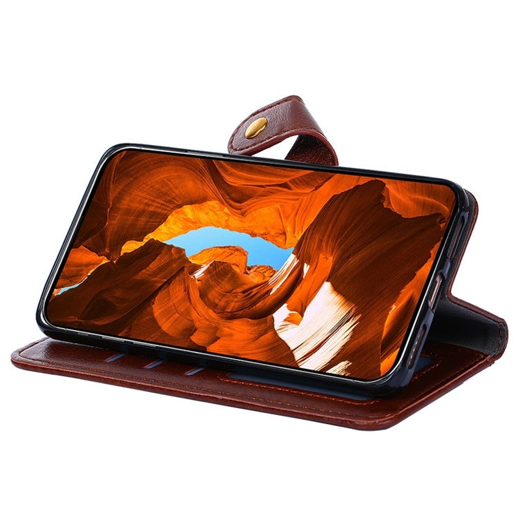 Funda de Cuero con Cremallera para Teléfono TCL 502 (Marrón)