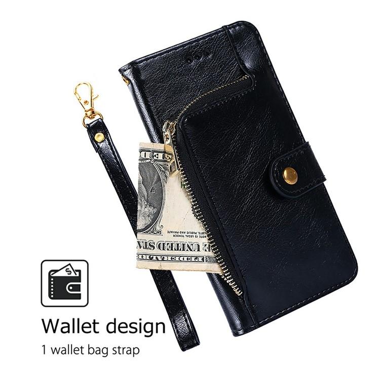 Funda de cuero con cremallera para Redmi A5 4G (171,7 mm) (negro)