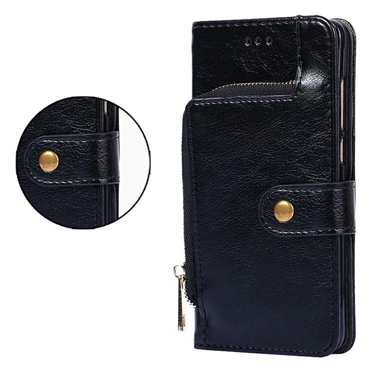 Funda de cuero con cremallera para Redmi Note 14S 4G (negra)