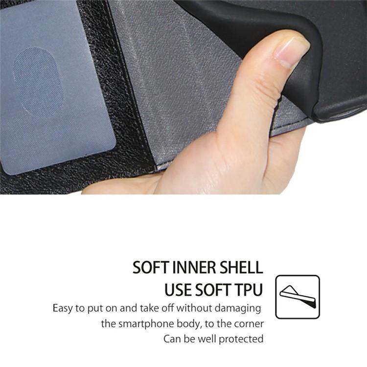 Funda de cuero con cremallera para Redmi Note 14S 4G (negra)