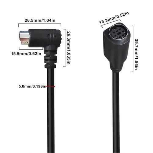 Cable de Audio/Video Mini Din 7 Pines 0,5 m Codo Macho a Hembra