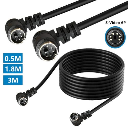 Cable de Extensión Mini Din 6 Pines Núcleo 0,5 m Codo Macho a Macho