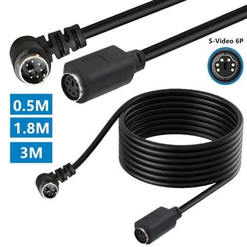 Cable de Extensión Núcleo Mini Din 6 Pines 0,5 m Codo Macho a Hembra