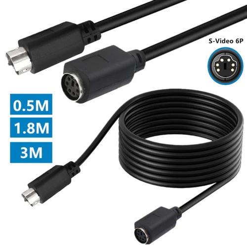 Cable de Extensión Mini Din 6 Pines Núcleo 0,5 m Macho a Hembra Recto