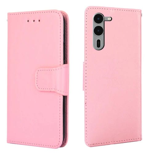Funda de Cuero con Textura de Cristal para Teléfono Fujitsu Arrows We2 Plus (Rosa)