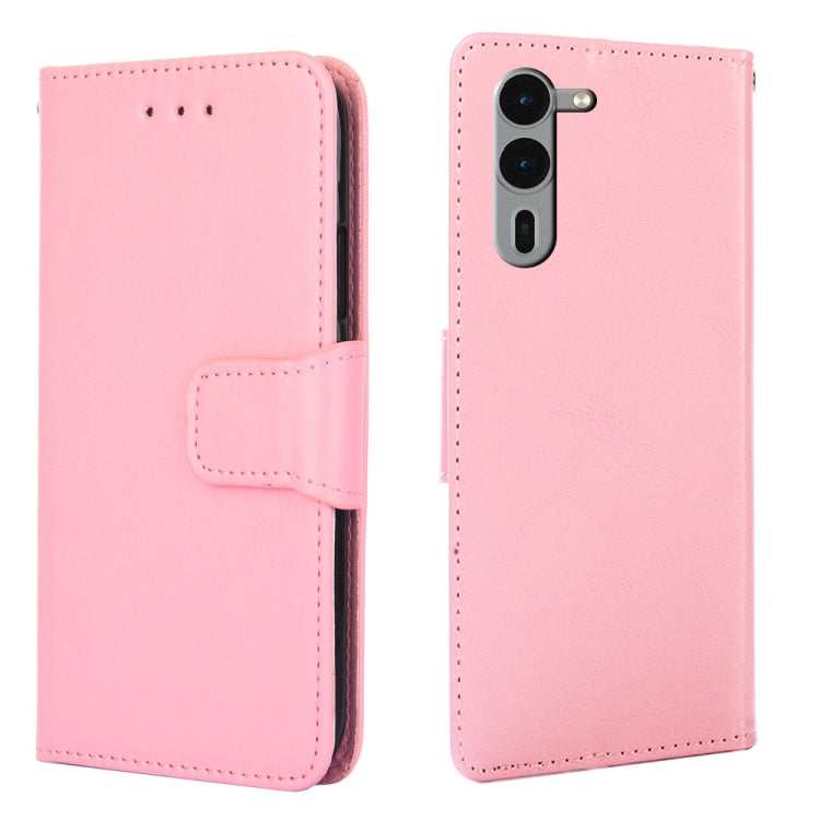 Funda de Cuero con Textura de Cristal para Teléfono Fujitsu Arrows We2 Plus (Rosa)