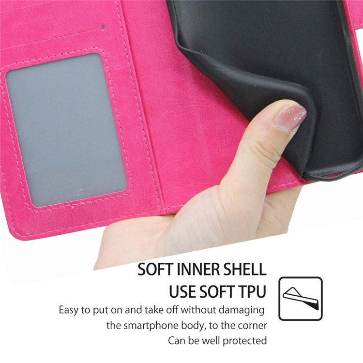 Funda de Cuero con Textura de Cristal para Fujitsu Arrows We2 Plus (Rosa y Rojo)