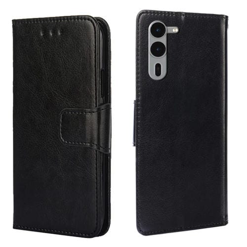 Funda de Cuero con Textura de Cristal para Fujitsu Arrows We2 Plus (Negro)