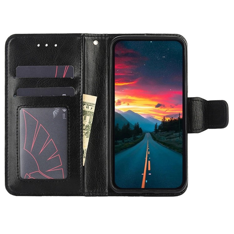Funda de Cuero con Textura de Cristal para Fujitsu Arrows We2 Plus (Negro)