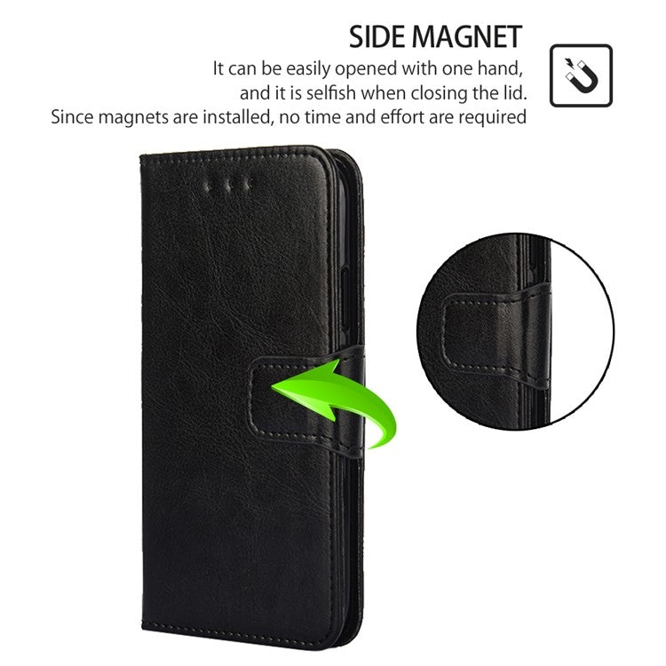 Funda de Cuero con Textura de Cristal para Fujitsu Arrows We2 Plus (Negro)