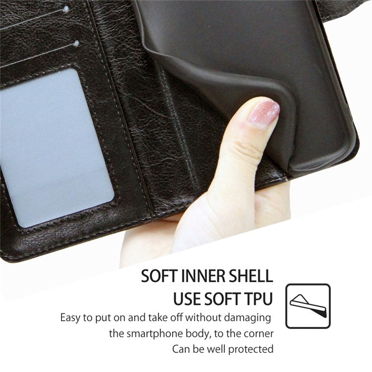 Funda de Cuero con Textura de Cristal para Fujitsu Arrows We2 Plus (Negro)