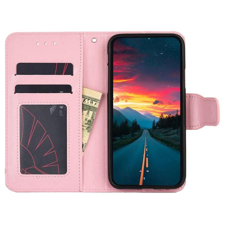Funda de cuero con textura de cristal para Redmi Note 14S 4G (rosa)