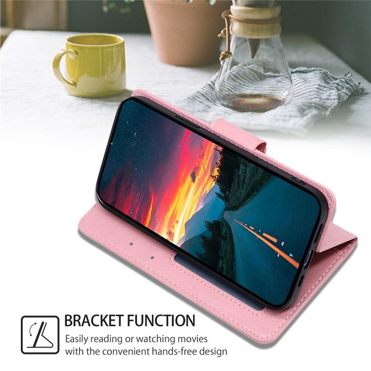 Funda de cuero con textura de cristal para Redmi Note 14S 4G (rosa)