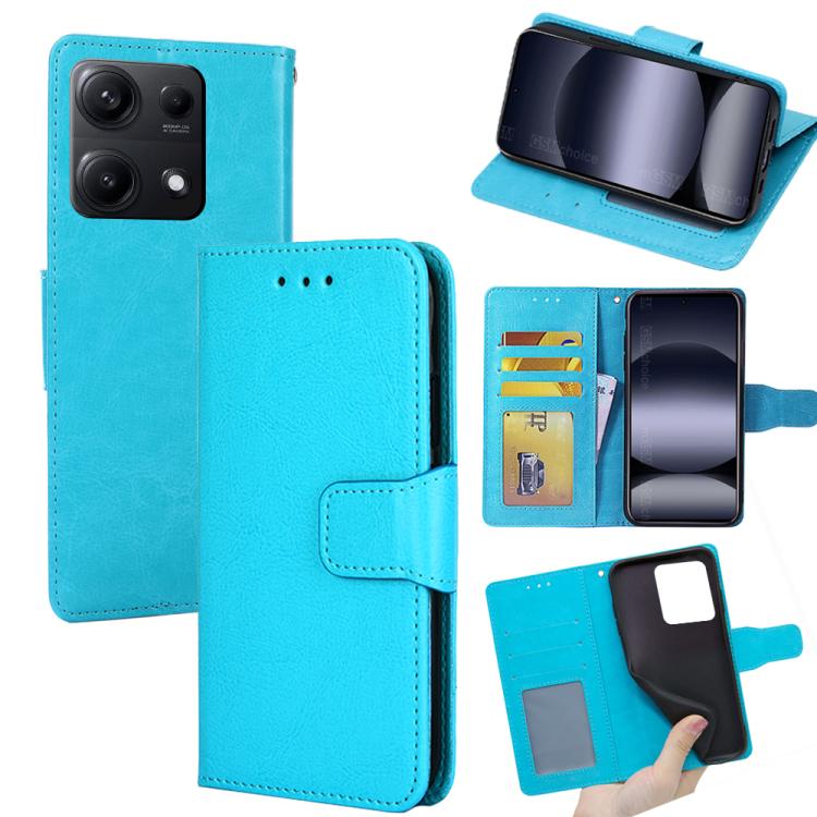 Funda de cuero con textura de cristal para Redmi Note 14S 4G (azul cielo)
