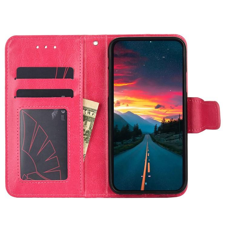 Funda de cuero con textura de cristal para Redmi Note 14S 4G (rosa)