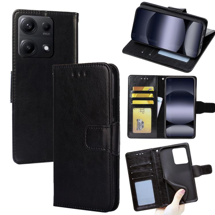 Funda de cuero con textura de cristal para Redmi Note 14S 4G (negra)