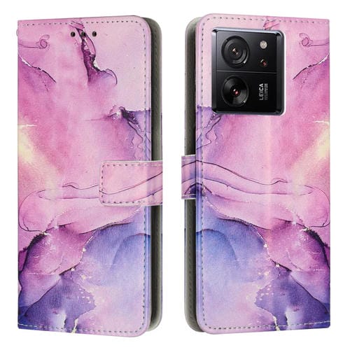Funda de Cuero con Patrón de Mármol Pintado para Xiaomi 13T/13T Pro (Morado)